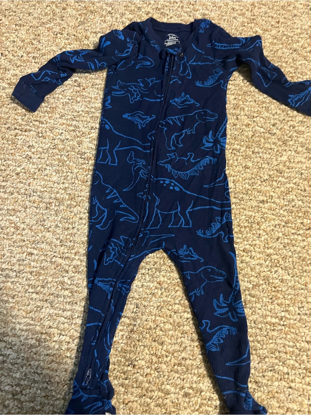 Carter's Navy Footed Pajamas with Blue Dinosaur Print
